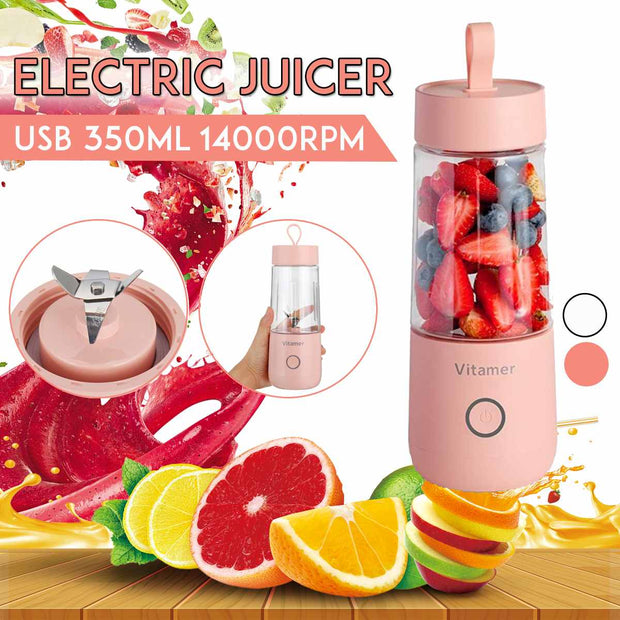 350ml Portable Blender Juicer Electric USB Rechargeable Mixer Smoothie Slushy Cup Fresh Juice Blender Bottle USB Charging Kitchen Gadgets - Allstar Station