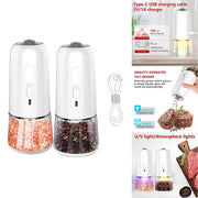 Gravity Pepper Mills Electric Salt And Pepper Grinder Adjustable Coarseness With LED Light Kitchen Gadgets - Allstar Station