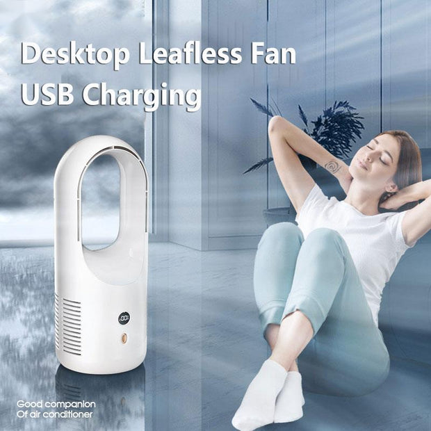 Electric Bladeless Fan Cooler Desktop Portable Usb Rechargable Air Cooling Fan Wireless Led Display Silent 360 Circulation - Allstar Station