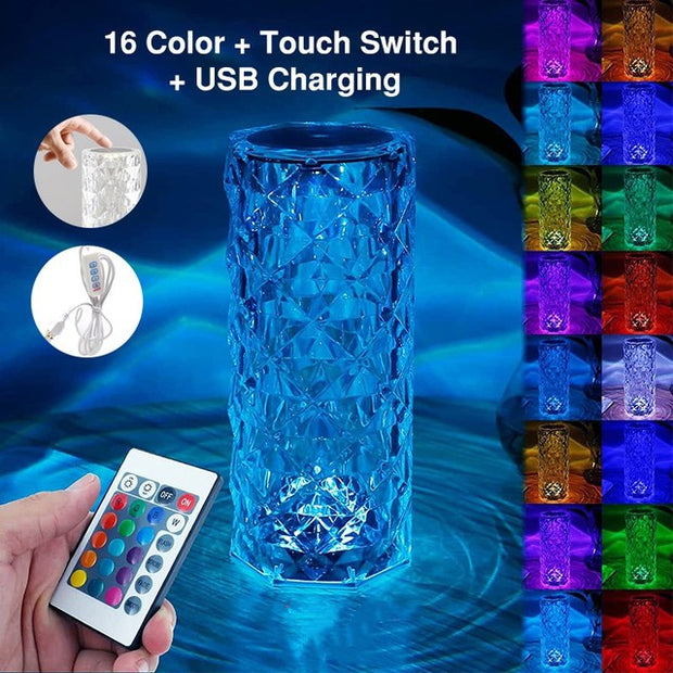 16 Colors LED Crystal Lamp Rose Light Touch Table Lamps Bedr - Allstar Station