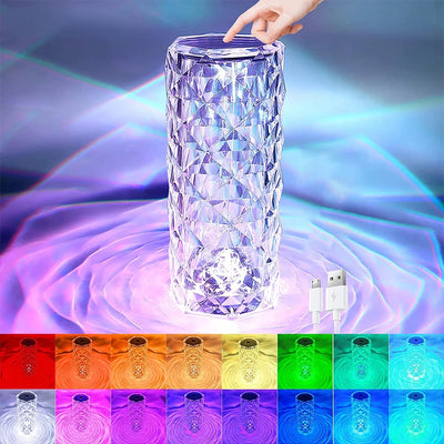 16 Colors LED Crystal Lamp Rose Light Touch Table Lamps Bedr - Allstar Station